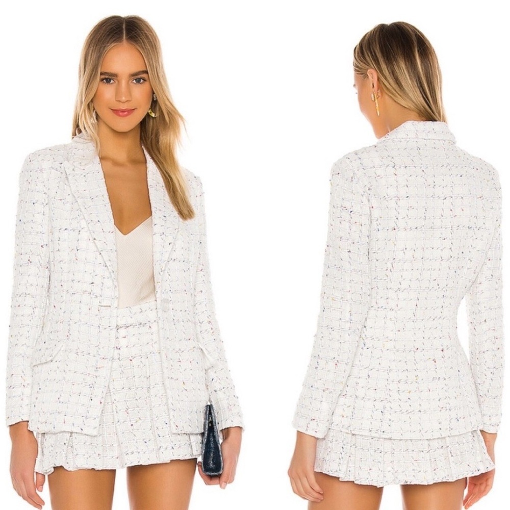 Amanda Uprichard Aldridge Tweed Blazer Boathouse White Women's Size Small